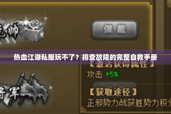 热血江湖私服玩不了？排查故障的完整自救手册