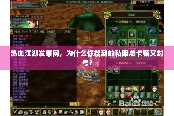 热血江湖发布网，为什么你搜到的私服总卡顿又封号？