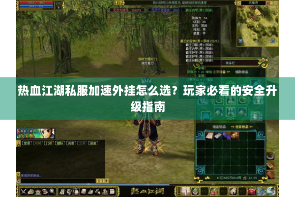 热血江湖私服加速外挂怎么选？玩家必看的安全升级指南
