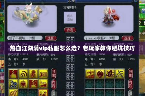 热血江湖满vip私服怎么选？老玩家教你避坑技巧