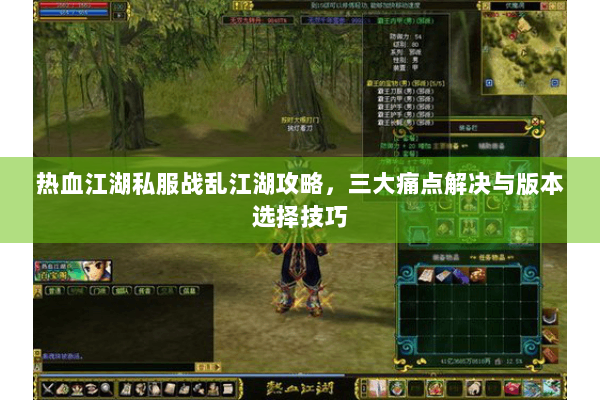 热血江湖私服战乱江湖攻略，三大痛点解决与版本选择技巧